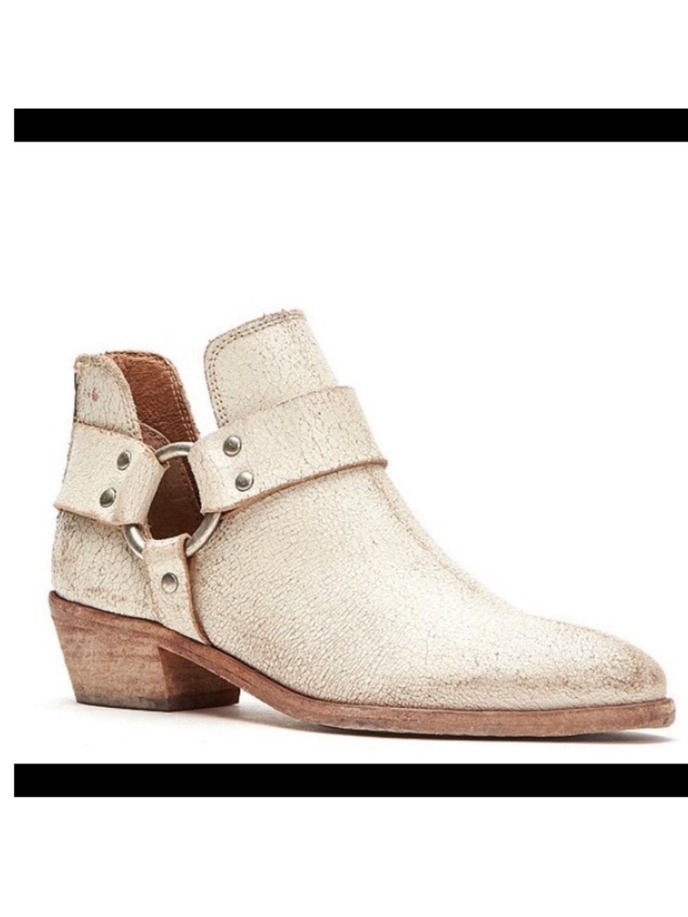 Frye Ray Harness Back Zip Off White Ankle Boot
